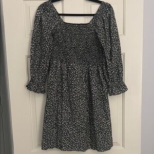 Madewell Lucie Elbow-Sleeve Smocked Mini Dress